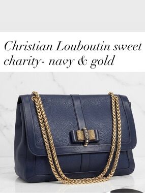 Christian Louboutin Navy Leather Shoulder Bag with Gold Chain